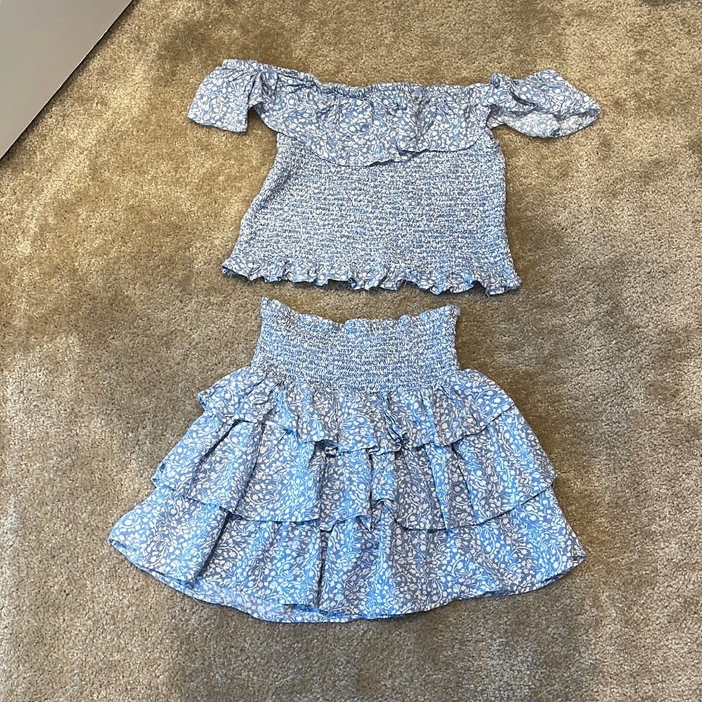 Blue shoulder dress